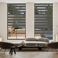 Persianas Inteligentes Zebra Automáticas Personalizadas con Energía Solar, Color Gris Oscuro, Completamente Opacas para Ventana