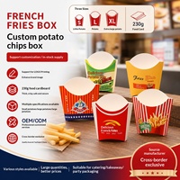 Caja de Embalaje Personalizable para Papas Fritas, 230g, Cartón de Grado Alimenticio Resistente al Aceite, Contenedor para Llevar Comida; OEM/ODM