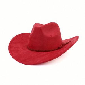 Sombrero Vaquero de Moda, Estilo Vintage, de Gamuza Vegana con Efecto Láser, para Mujer, Ala Ancha, Estilo Western, para las 4 Estaciones - Product Image 4