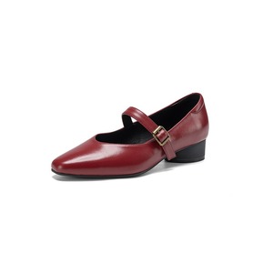 Top layer cowhide 3cm belt buckle 2026 spring-autumn four seasons genuine leather single shoes low heel women's shoes thick heel - Product Image 5