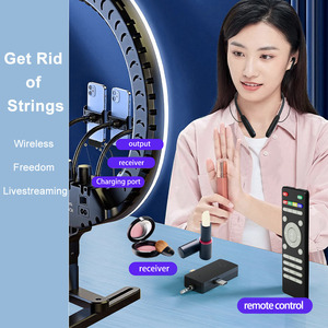 Aomago WM127 Microphone de carte son sans fil pour la diffusion en direct avec télécommande Halterneck Mic et casque de surveillance - Product Image 5