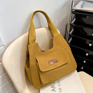 กระเป๋าแฟชั่นฤดูหนาวใหม่กระเป๋าผ้าใบดีไซเนอร์ย้อนยุคสีทึบแบบลำลอง - Product Image 3