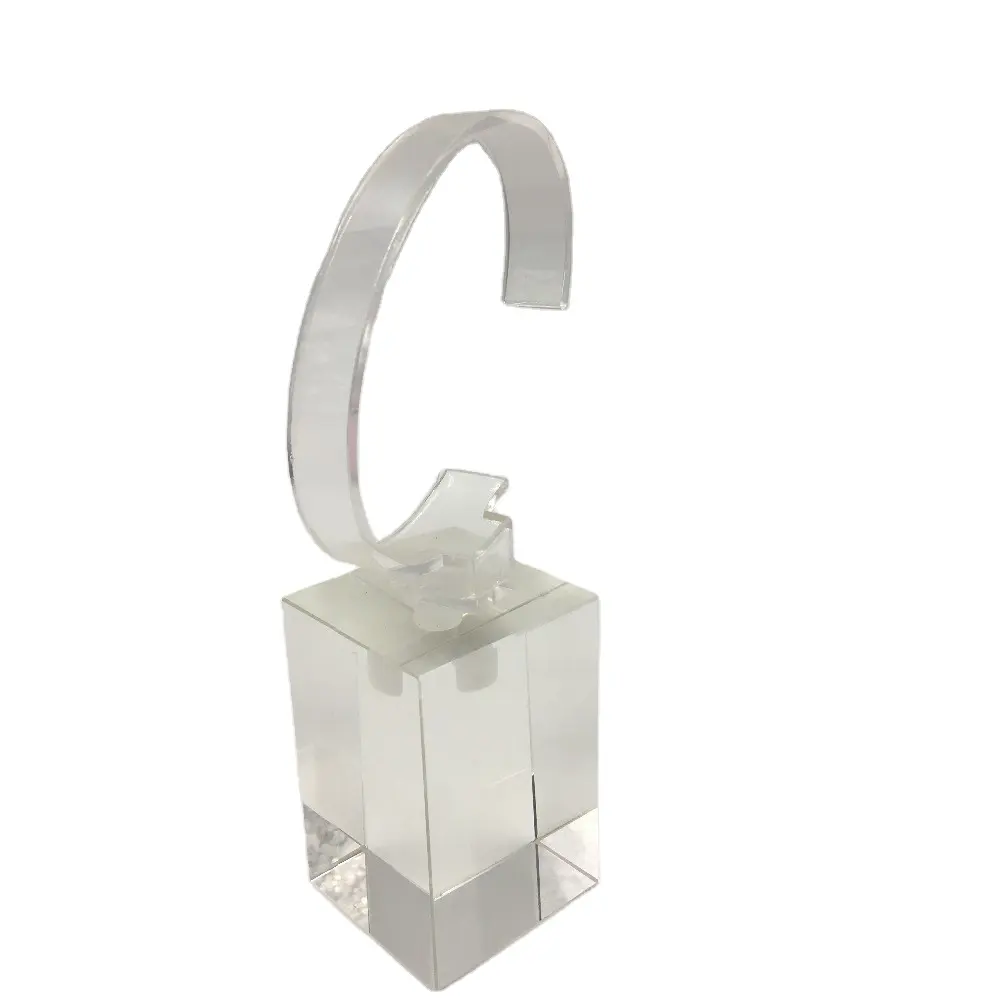 2021 new design acrylic watch display stand with c cuff for watch shop