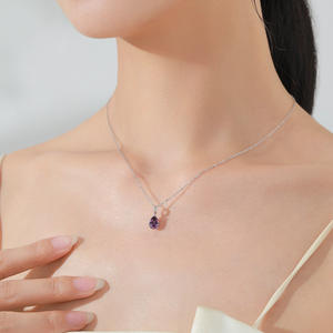 Collier pendentif goutte d'eau en zircon violet, version cuivre personnalisable, argent sterling S925, un cadeau d'anniversaire parfait pour les femmes - Product Image 5