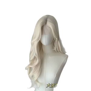 Perruque Lace Flora exquise, blond platine, cheveux longs ondulés avec frange latérale, ligne de cheveux naturelle, dentelle transparente 13x6 - Product Image 5