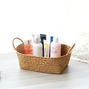 rattan, seaweed, and <b>bamboo</b> woven storage <b>baskets</b> for living room desktops, snack boxes, and cosmetic storage boxes. - Product Image 2