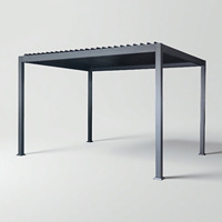 Pergola extérieure robuste à structure métallique, design méditerranéen, réglable, avec auvent pare-soleil toutes saisons, pavillon de cour moderne