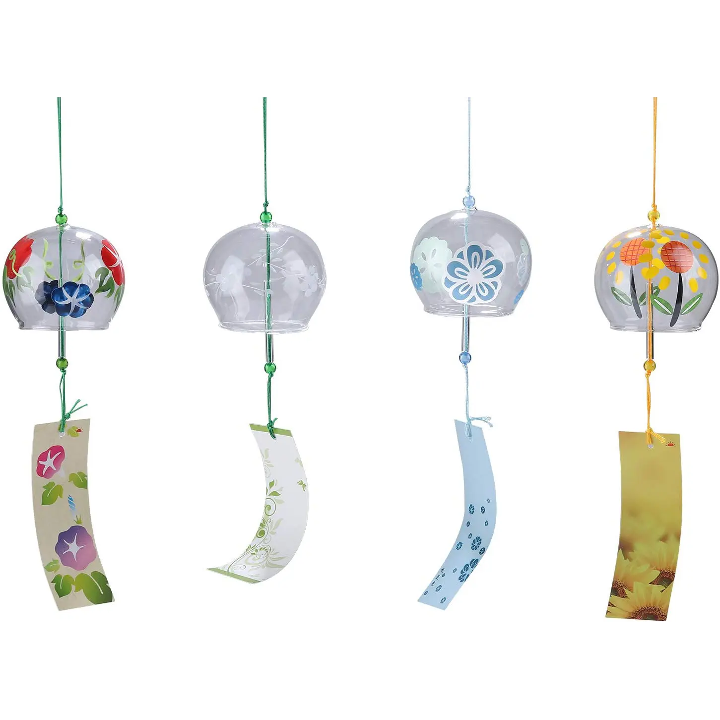 Japanese Wind Chimes Romantic Flower Small Wind Bells Handmade Glass Japanese Style Pendant for Birthday Gift Home Decors