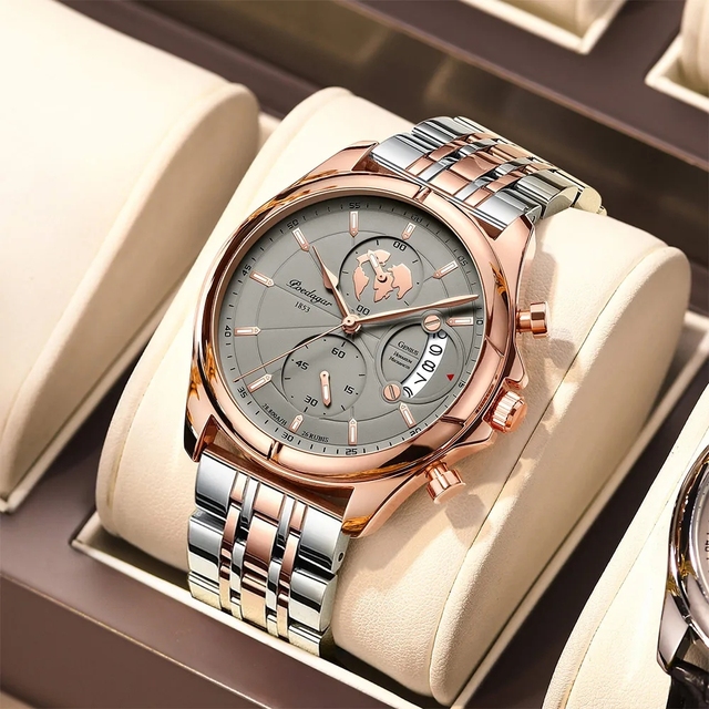 POEDAGAR 989 9898 Original Quartz Watch Stainless Chronograph Men Business Fashion Casual Reloj Luxury Men's Wristwatch for Male