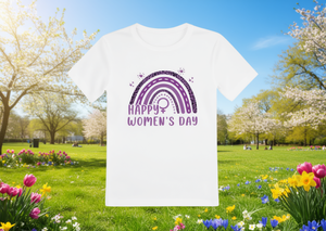 Happy Women's Day Rainbow Feminist Tee T-shirt casual da donna in cotone a maniche corte con scollo rotondo per la primavera estate - Product Image 2