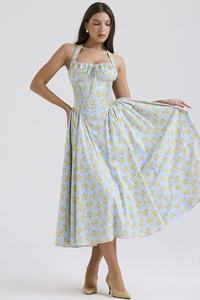 QFZ17- Vestido de Manga Corta con Cuello <span class=keywords><strong>en</strong></span> V y Mangas Abullonadas Plisadas - Product Image 4