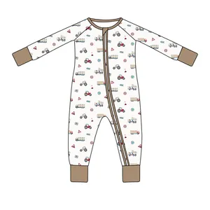 Custom Print Bamboo Fabric Newborn Baby Infant Rompers Clothes Onesie Zipper Toddler Pajamas Sleeper Cotton Wholesale Dual