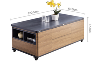 Table basse transformable multifonctionnelle innovante avec plateau relevable, style mobilier de salon pour usage domestique