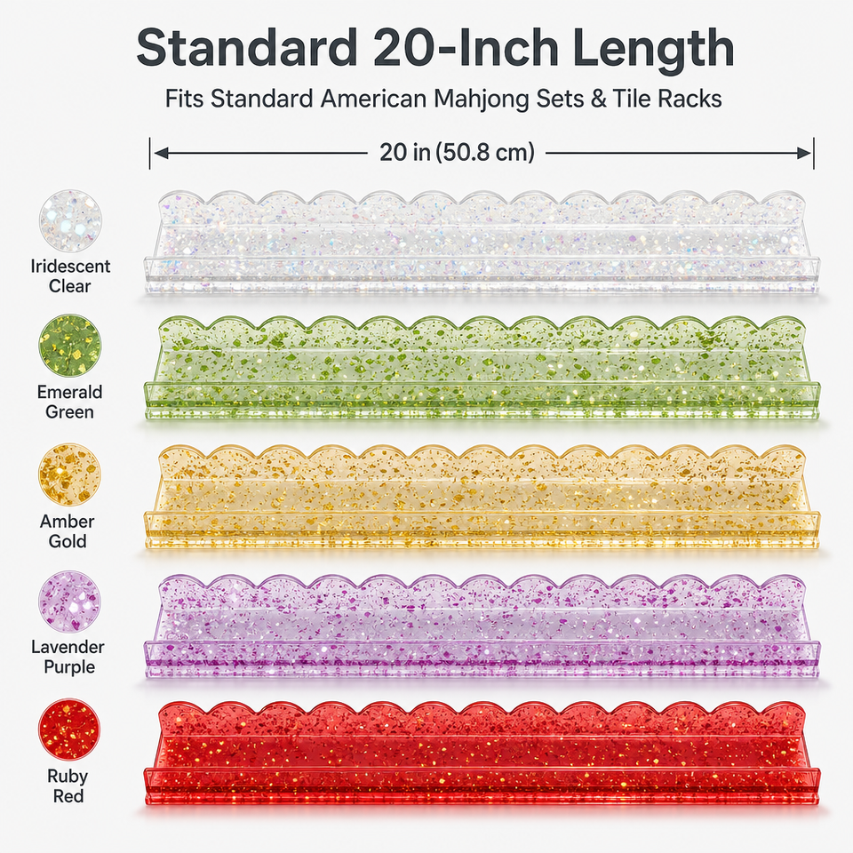 Glitter Acrylic Mahjong Racks with Pushers 4 Piece Scalloped Set for ...