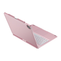 IPad Pro 360 için 12.9 ° dönebilir klavye (6. 5. 4. 3. Gen) 7 renkli arka ışık, çoklu dokunmatik Trackpad ince ve hafif (gül altın)