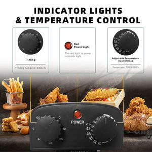 Nồi chiên dầu điện thương mại 2000W 3L có hẹn giờ, di động, bằng thép không gỉ, dùng để chiên gà rán, khoai tây chiên tại nhà - Product Image 3