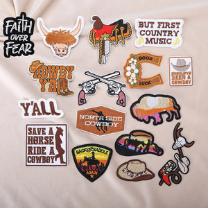 Howdy Yall Guangdong China Western Custom Embroidery Applique Patch Cap Men Iron On Faith Hat Patches For Hats - Product Image 2