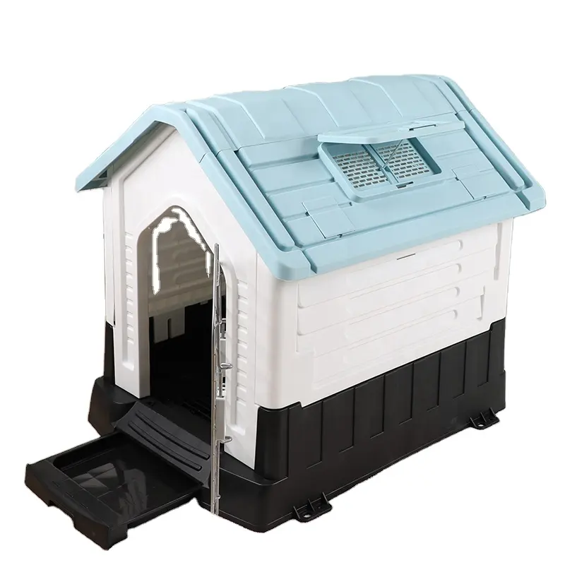トイレと窓とドアのプラスチック製ペット犬小屋 & ケージで組み立てやすい工場新開発