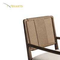 Chaise de salle à manger en teck massif de style américain moderne avec corde, chaise individuelle décontractée pour café et restaurant, chaise de designer en teck pour l'extérieur