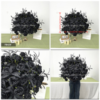 DKB Boule de fleurs artificielle rouge et or de 35 cm à prix réduit, artisanat de qualité, pour la décoration de centre de table de mariage