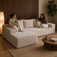 Modernes Strukturiertes Cord-Modulsofa, Großes 3-4-Sitzer L-förmiges Ecksofa-Set, Geeignet für Wohnungen und Hotels