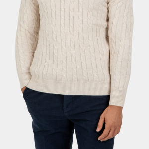Cardigan da Uomo in <span class=keywords><strong>Cotone</strong></span> Mélange 100% Bianco, Lavorazione a <span class=keywords><strong>Maglia</strong></span> 7GG, con Cerniera, per Autunno e Inverno - Product Image 5