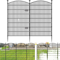 Portail de jardin en fer antirouille à insertion au sol, double porte métallique pour allée de jardin, enclos de poulailler - Vente en gros