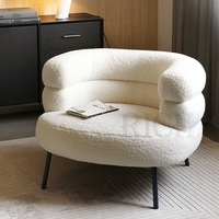 Fauteuil de détente en tissu bouclé Sherpa blanc de style nordique moderne en forme de nuage pour appartement, salon, hôtel, bureau, salon de coiffure