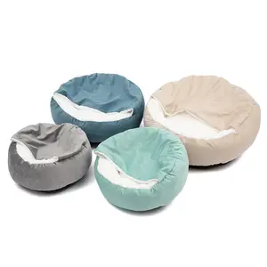 Hot Sale Closed Round Cats Dogs Sleeping Bed Plush Donut Pet Bed Accessories Cat Cushion Nest Bed