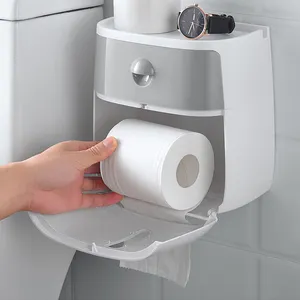 Modern beyaz tuvalet kağıdı kutusu duvara monte su geçirmez çok fonksiyonlu doku kutusu kağıt tutucu