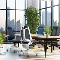 Chaise de bureau ergonomique à dossier haut en maille, avec appui-tête et accoudoirs réglables, vente directe d'usine, style moderne