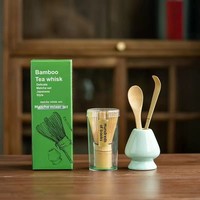 Ensemble de thé japonais Matcha avec cuillère à thé en bambou, fouet à œufs et support, personnalisation du logo