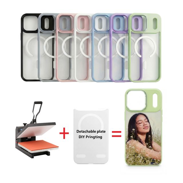 New 2-in-1 Detachable Back Cell Wireless Charging Phone Case Sublimation Printing Heat Transfer Back Cover for iphone Series