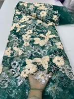 Nouveau tissu en dentelle de luxe de haute qualité, tissu en maille lourd brodé à la main avec des perles et des paillettes 3D pour robe de mariée ou de soirée pour femmes