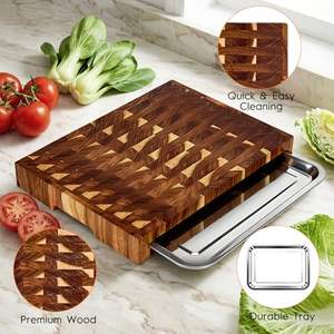 Planche <span class=keywords><strong>à</strong></span> <span class=keywords><strong>découper</strong></span> <span class=keywords><strong>en</strong></span> <span class=keywords><strong>bois</strong></span> <span class=keywords><strong>à</strong></span> grain bout avec plateau coulissant, bloc de boucher pour <span class=keywords><strong>légumes</strong></span>, fromage, hacher, trancher et couper <span class=keywords><strong>en</strong></span> dés - Product Image 3