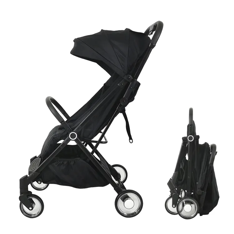 Cochecito 2 en 1 que puede sentarse y acostarse, paraguas plegable ligero, cochecito de bebé portátil de cuatro ruedas con barra de tracción
