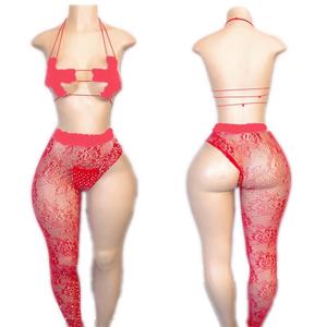 Vêtements de performance personnalisables en gros, nouveau style, vêtements de danse exotiques en résille avec strass - Product Image 5