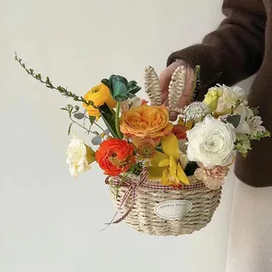 Panier de fleurs boisées pour pique-nique en plein air nourriture organisateur de stockage de fruits poignée panier de fleurs en bois fête mariage décor de pâques - Product Image 6