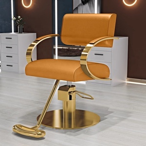 Chaise de barbier hydraulique noire, chaise de coiffure de salon, base ronde en acier inoxydable, siège de coiffure avec repose-pieds - Product Image 5