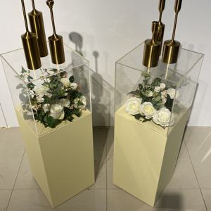 Décoration de mariage populaire or PVC/acrylique plinthe hauteur personnalisée plinthes présentoir ensemble - Product Image 2