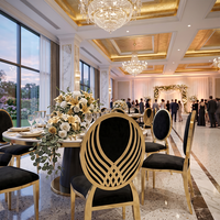 Luoweisen Luxuriöser Goldener Metall-Esszimmerstuhl mit Muschelrücken, Gepolstert, für Hochzeiten, Bankette und Events, für Hotel- und Restaurant-Einrichtungen