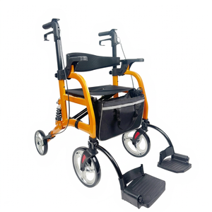 Multifunction Aluminum Alloy Lightweight Folding 4-Wheel Rollator <b>Walker</b> with 46cm X 53cm Seat <b>for</b> <b>Disabled</b> Elderly Walking Aids - Product Image 1