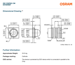 Osrams oslons SSL 80 GW CS8PM1.CM 2.85V CRI90 2700K-4000K ไฟ LED สีขาวอบอุ่น1W - Product Image 3