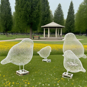 Escultura de Pájaro Gordo y Adorable de Acero Inoxidable, Diseño Abstracto Moderno, Decoración Artística para Jardín Exterior, Tallada con Láser - Product Image 4