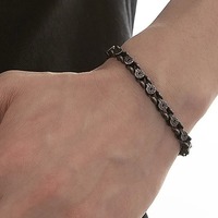 Bracelet pour homme en acier inoxydable électroplaqué, style vintage vieilli, personnalisé, carré, punk, minimaliste, hip hop