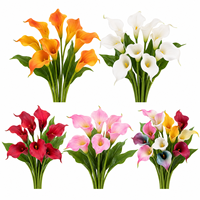 Bunga Calla Lily Buatan Tangan Modern Berbentuk Tulip dengan Kelopak Ganda dari PU untuk Dekorasi Vas di Pernikahan, Rumah, dan Hotel.