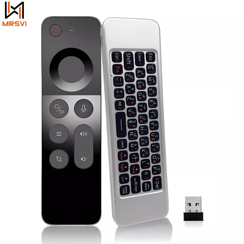 W3 2.4G Draadloze Stem Lucht Muis Afstandsbediening Arabische Mini Toetsenbord Oem Fabriek Voor Android Tv Box Windows Afstandsbediening