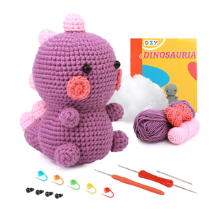 Crochet Starter <b>Kit</b> Video Tutorials Diy <b>Knitting</b> Toys Supplies Crochet Animal <b>Kit</b> <b>for</b> <b>Beginners</b> Cute Purple Dinosaur - Product Image 1