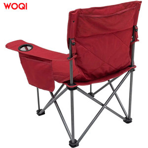 Silla de playa plegable Woqi para exteriores, roja, de tela Oxford 600D, con portavasos y bolsillo de almacenamiento. - Product Image 1