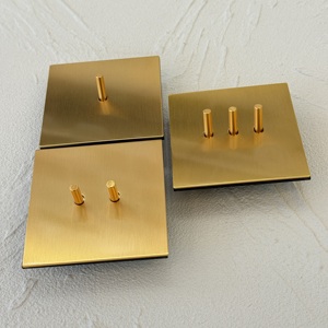 Sakelar Lampu Dinding Dimmer 86 Stainless Steel Warna Emas 10A Eropa Prancis Universal 1gang 1 Outlet Rumah Kantor Modern Retro - Product Image 3